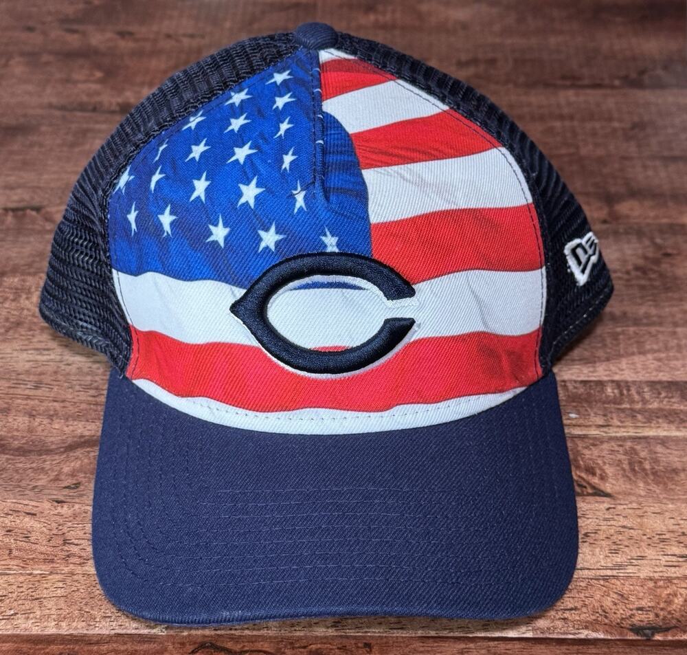Cincinnati Reds MLB New Era 9FORTY USA American Flag Trucker Adjustable Hat